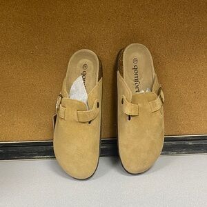 Suede Slip-On Clog in Tan